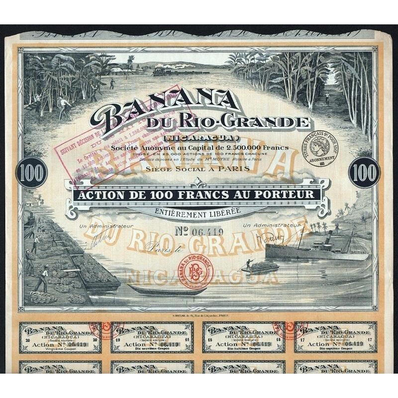 Banana du Rio-Grande (Nicaragua) Stock Certificate