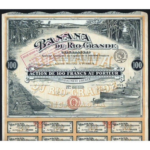 Banana du Rio-Grande (Nicaragua) Stock Certificate