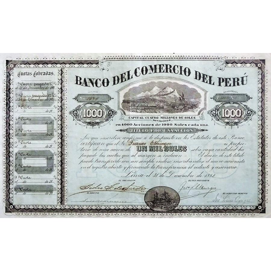 Banco del Comercio del Peru Stock Certificate