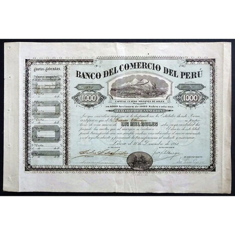 Banco del Comercio del Peru Stock Certificate
