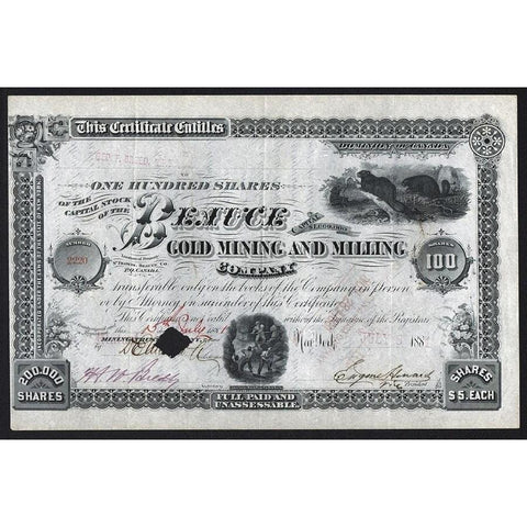 Beauce Gold Mining and Milling Company 1881 Canada Stock Certificate