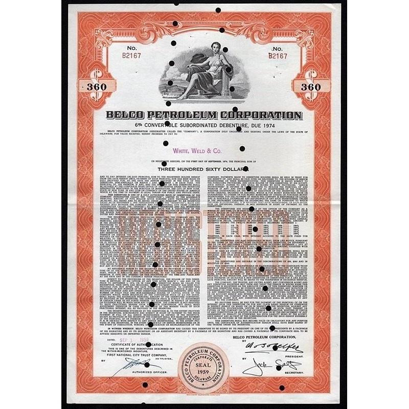 Belco Petroleum Corporation Stock Certificate