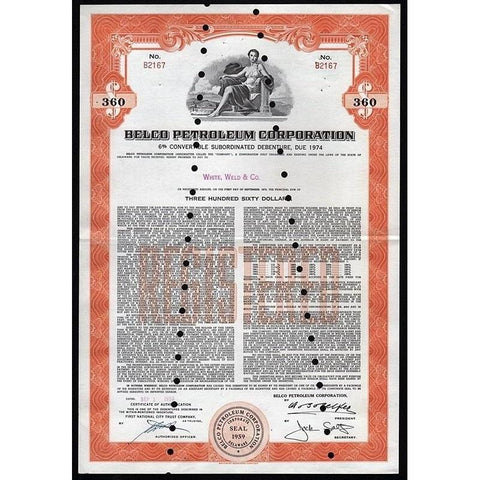 Belco Petroleum Corporation Stock Certificate
