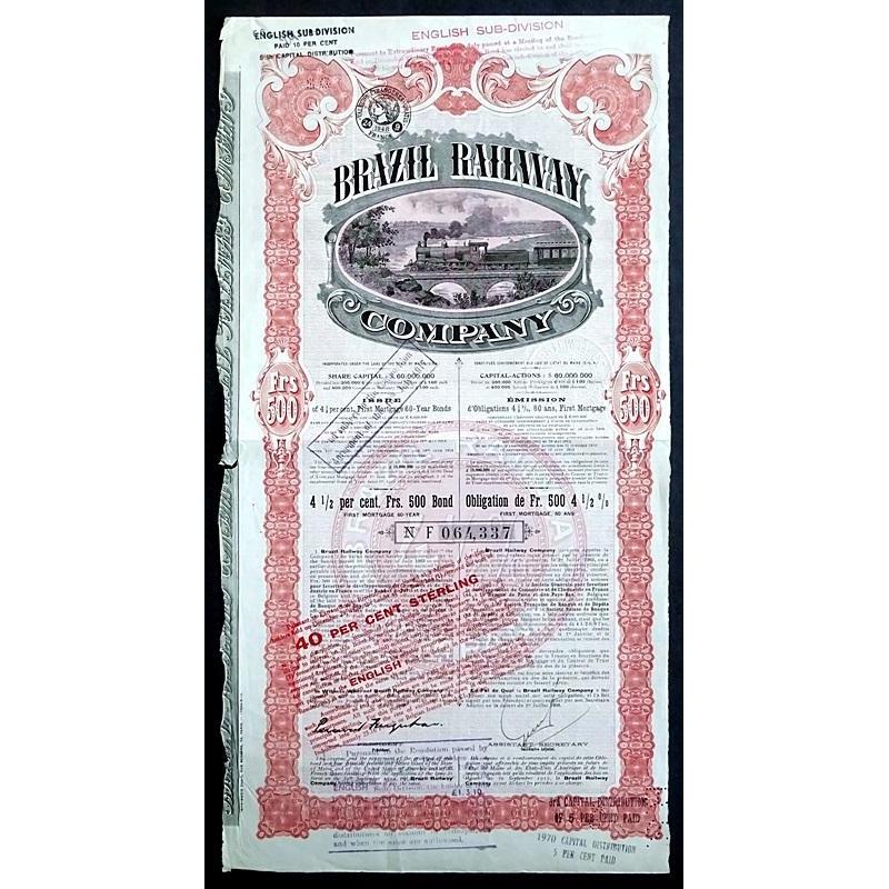 Brazil Railway Company Stock Certificate