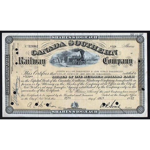 Canada Southern Railway Company Stock Certificate