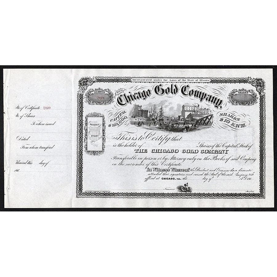 Chicago Gold Company Stock Certificate