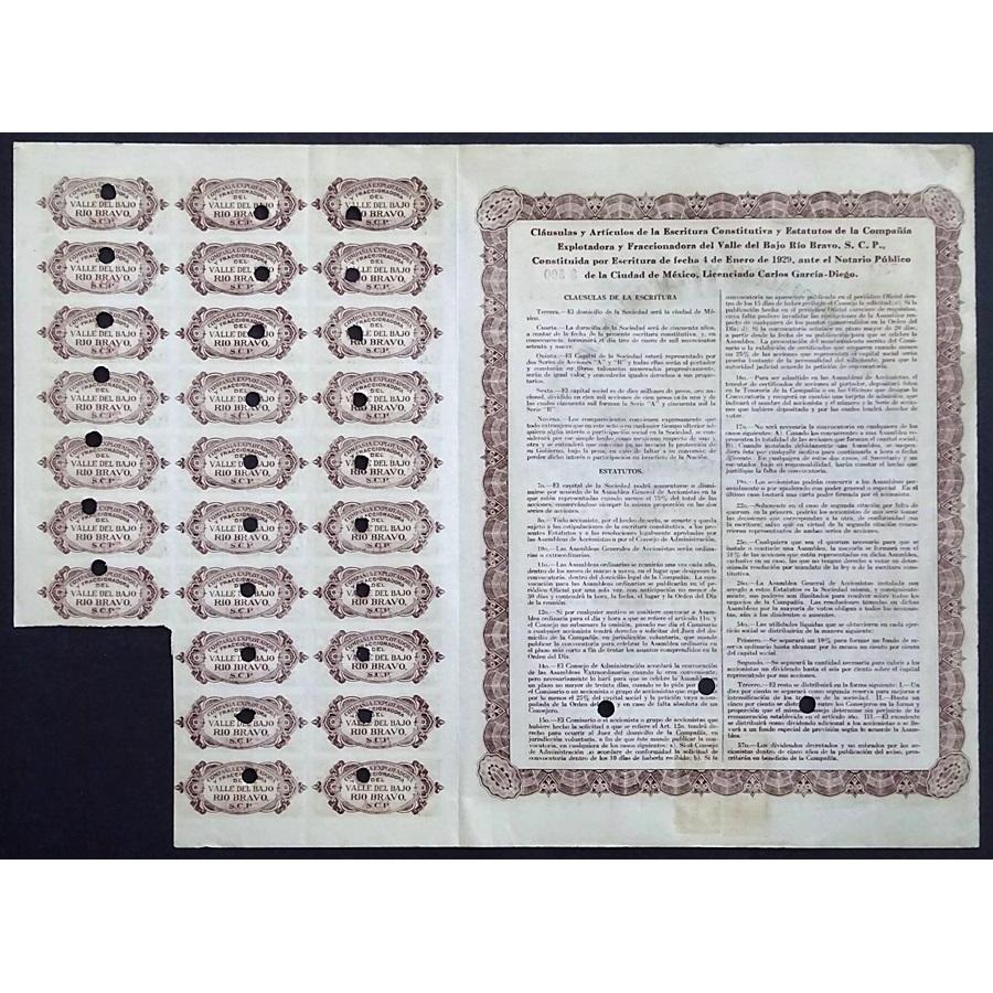 Cia. Explotadora y Fraccionadora, Valle Del Bajo Rio Bravo Sociedad Civil Particular Stock Certificate
