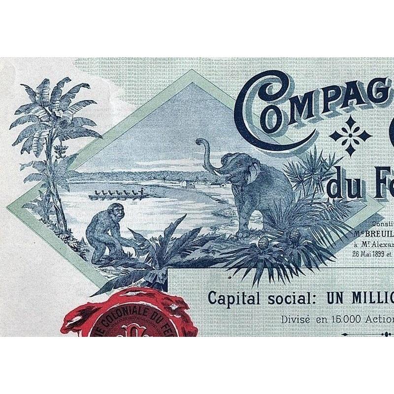 Compagnie Coloniale du Fernan-Vaz (Congo-Francais) Societe Anonyme Stock Certificate