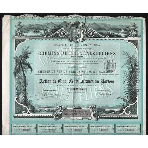 Compagnie Francaise de Chemins de Fer Venezueliens Societe Anonyme Stock Certificate