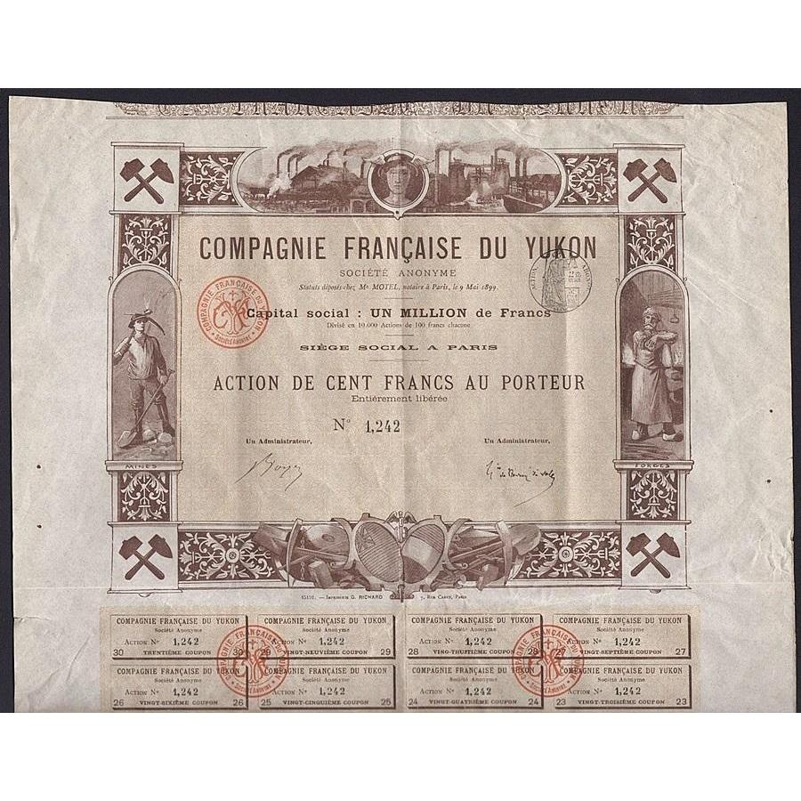 Compagnie Francaise du Yukon Societe Anonyme Stock Certificate