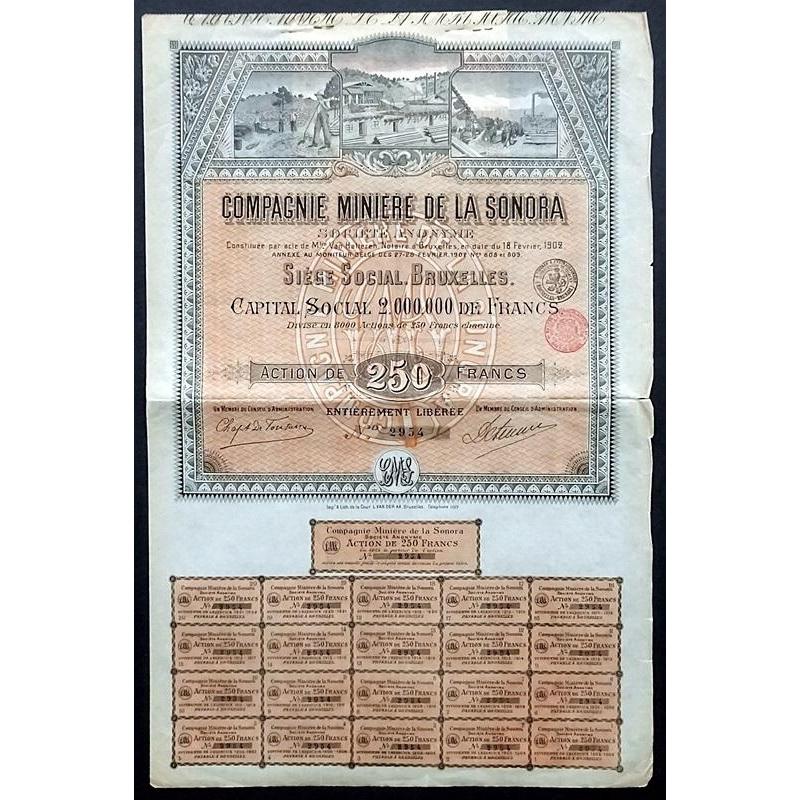 Compagnie Miniere de la Sonora Stock Certificate