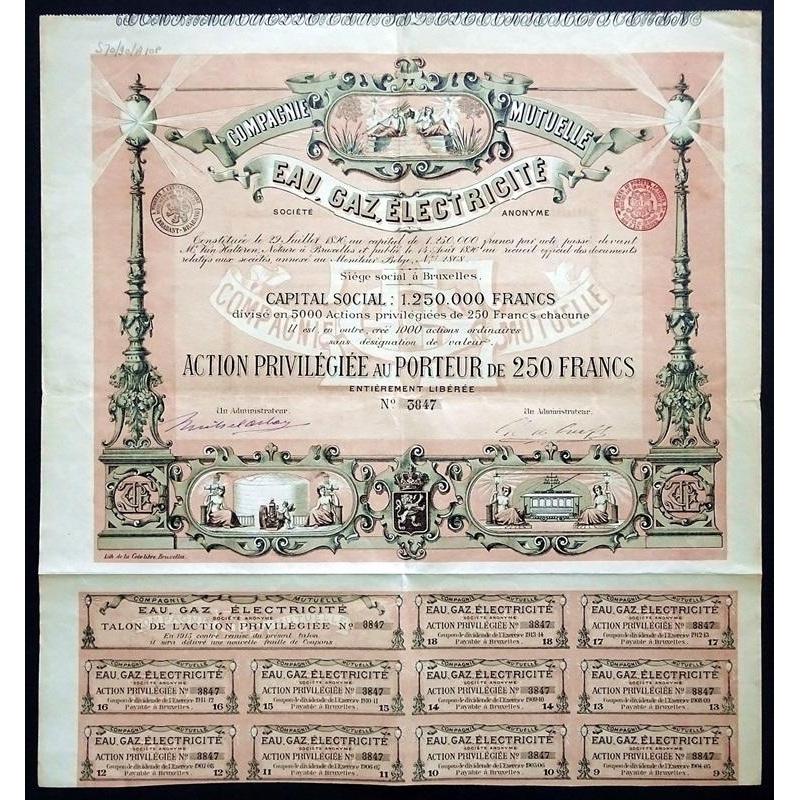 Compagnie Mutuelle Eau, Gaz, Electricite Societe Anonyme Stock Certificate