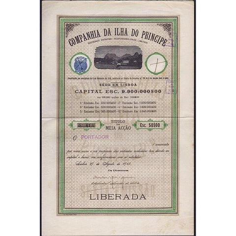 Companhia da Ilha do Principe Stock Certificate