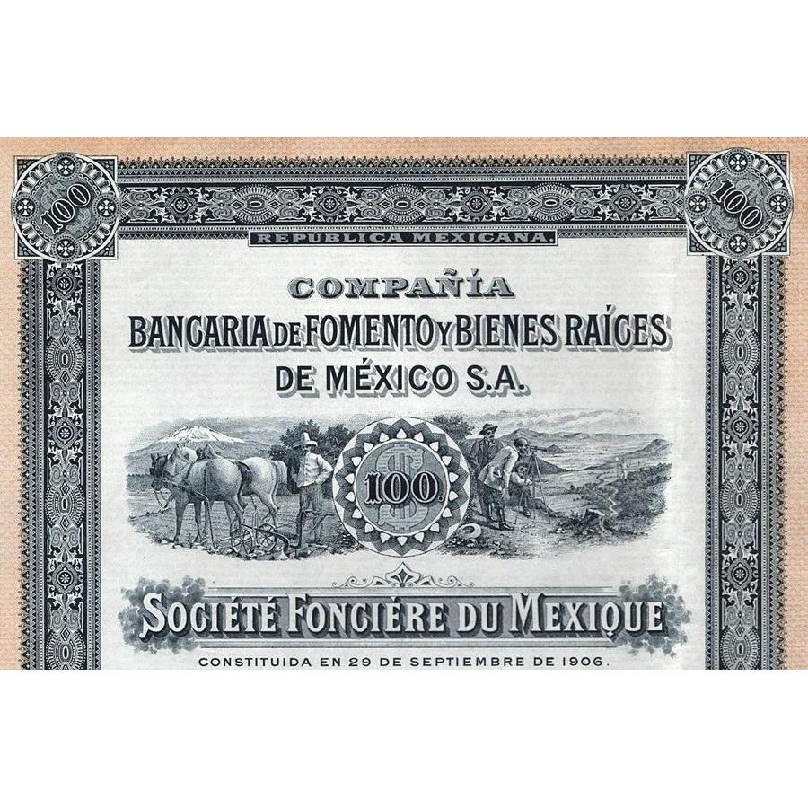 Compania Bancaria de Fomento y Bienes Raices de Mexico S.A. Stock Certificate