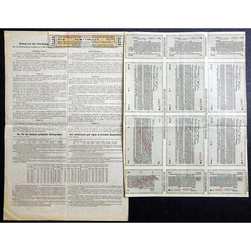 Compania del Ferrocarril Nacional de Tehuantepec, Republica Mexicana (Gold Bond) Stock Certificate