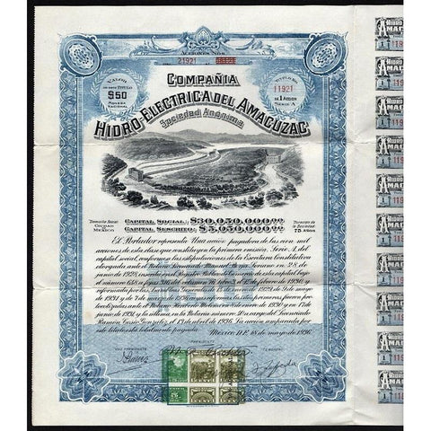 Compania Hidro-Electrica del Amacuzac Stock Certificate