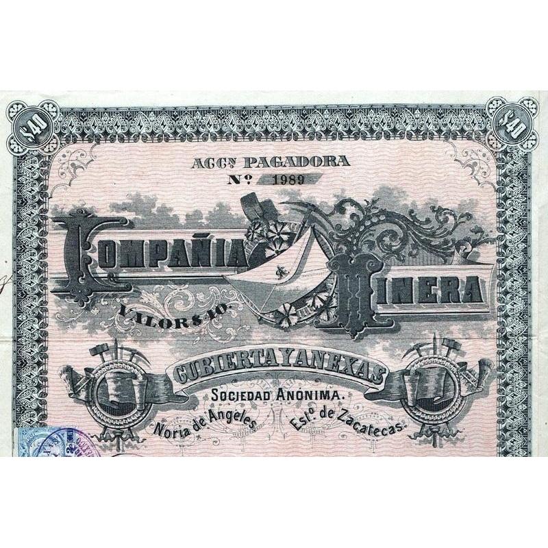 Compania Minera Cubierta y Anexas Sociedad Anonima Stock Certificate