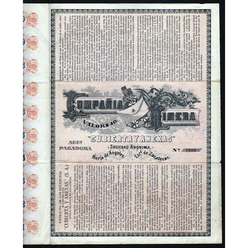 Compania Minera Cubierta y Anexas Sociedad Anonima Stock Certificate