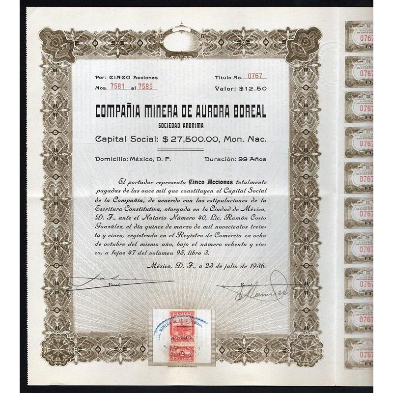 Compania Minera de Aurora Boreal Sociedad Anonima Stock Certificate