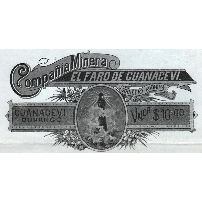 Compania Minera el Faro de Guanacevi Sociedad Anonima, Guanacevi, Durango Stock Certificate