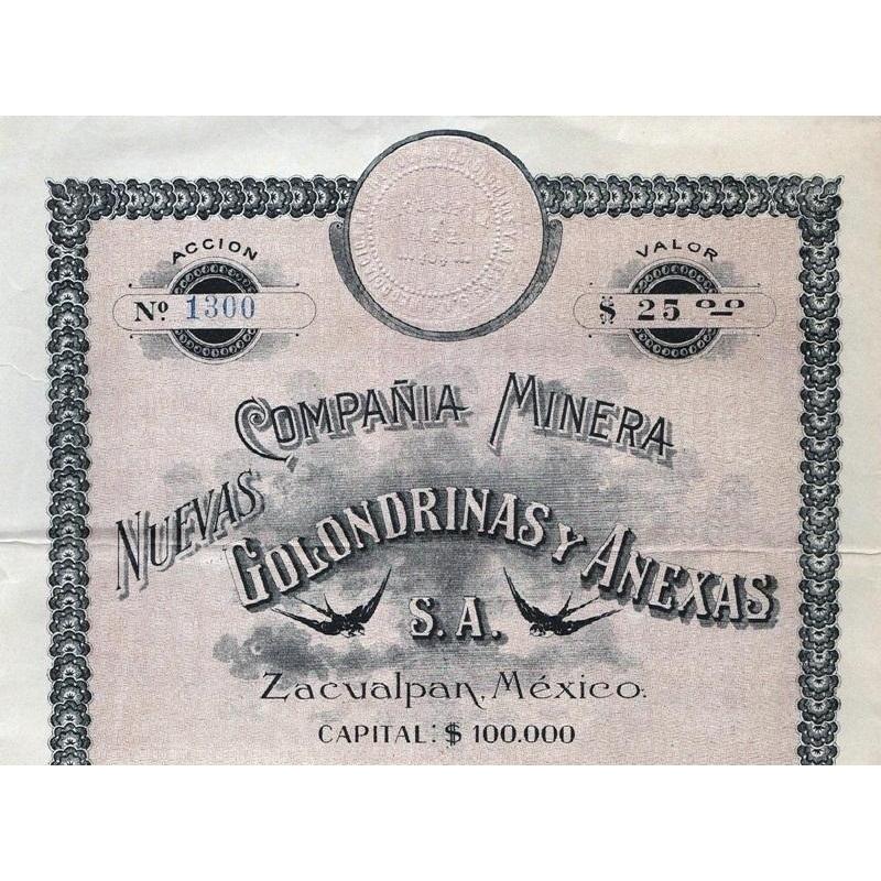 Compania Minera Nuevas Golondrinas y Anexas S.A. Stock Certificate