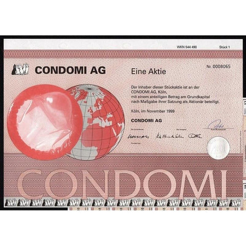 Condomi AG (Comdom Maker) Stock Certificate