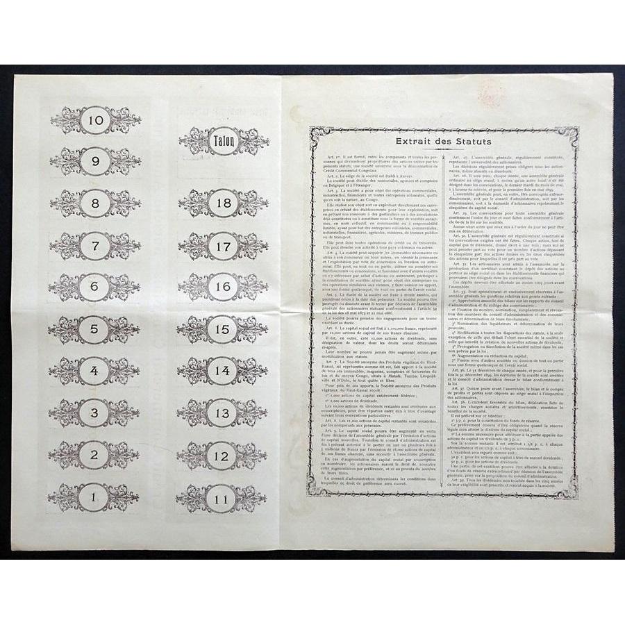 Credit Commercial Congolais Stock Certificate