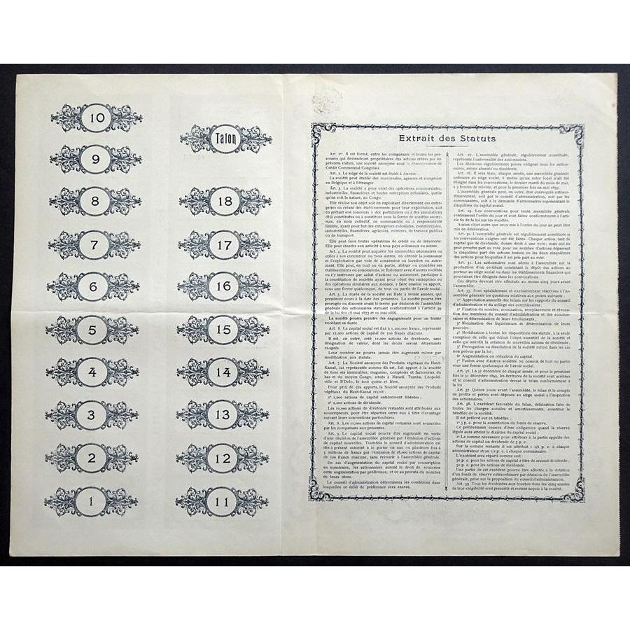 Credit Commercial Congolais Stock Certificate