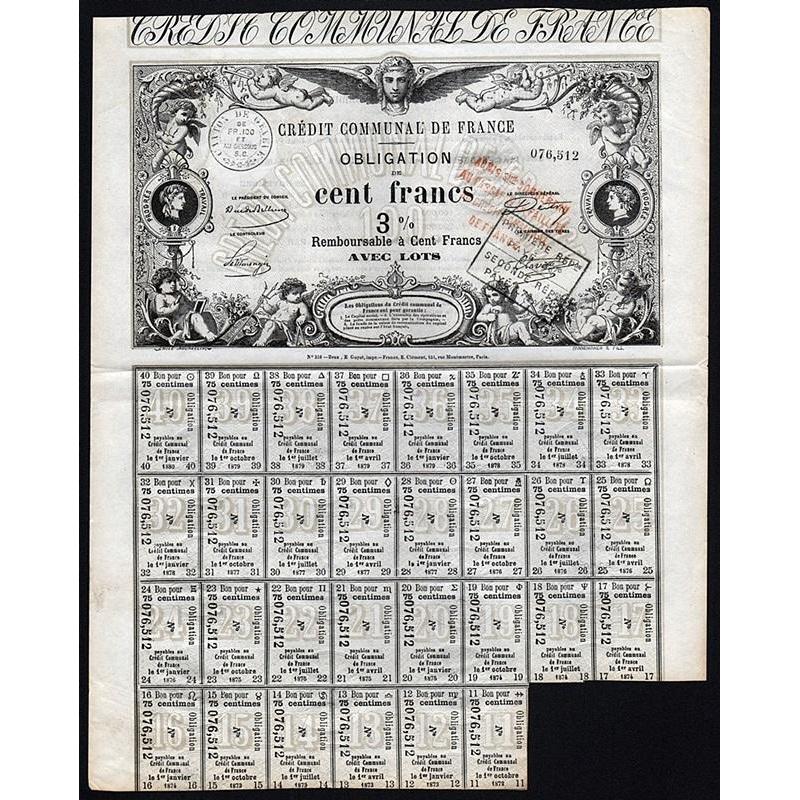 Credit Communal de France Stock Certificate