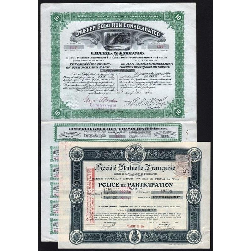 Crueger Gold Run Consolidated Limited Stock Certificate