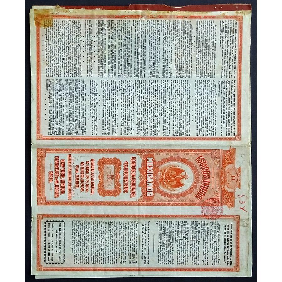 Estados Unidos Mexicanos / United States of Mexico - $500 Gold Bond Stock Certificate