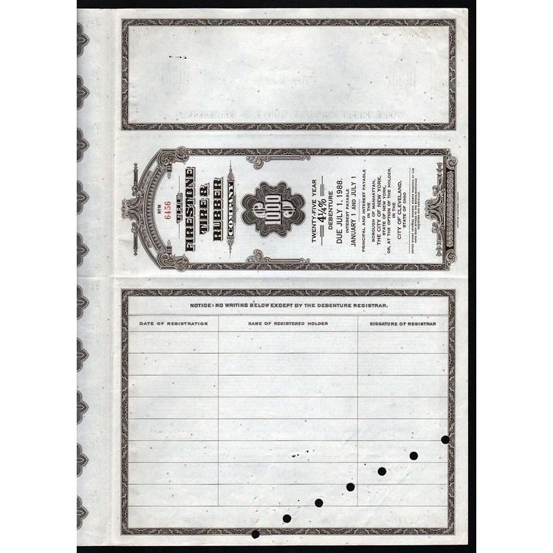 Firestone Tire & Rubber Company Stock Certificate