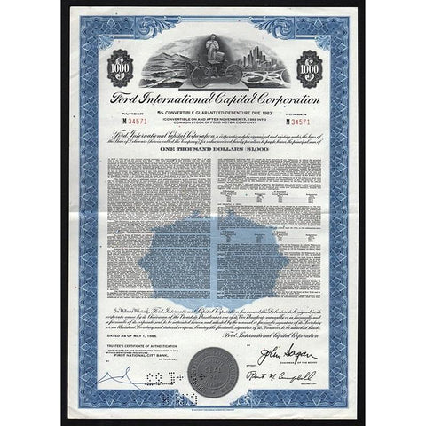 Ford International Capital Corporation Stock Certificate
