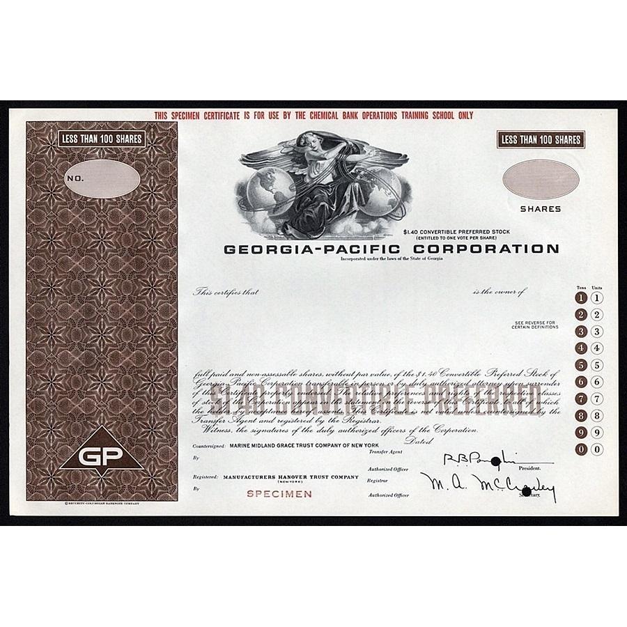 Georgia-Pacific Corporation (Specimen) Stock Certificate