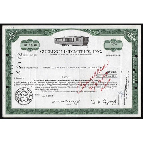 Guerdon Industries, Inc. Stock Certificate
