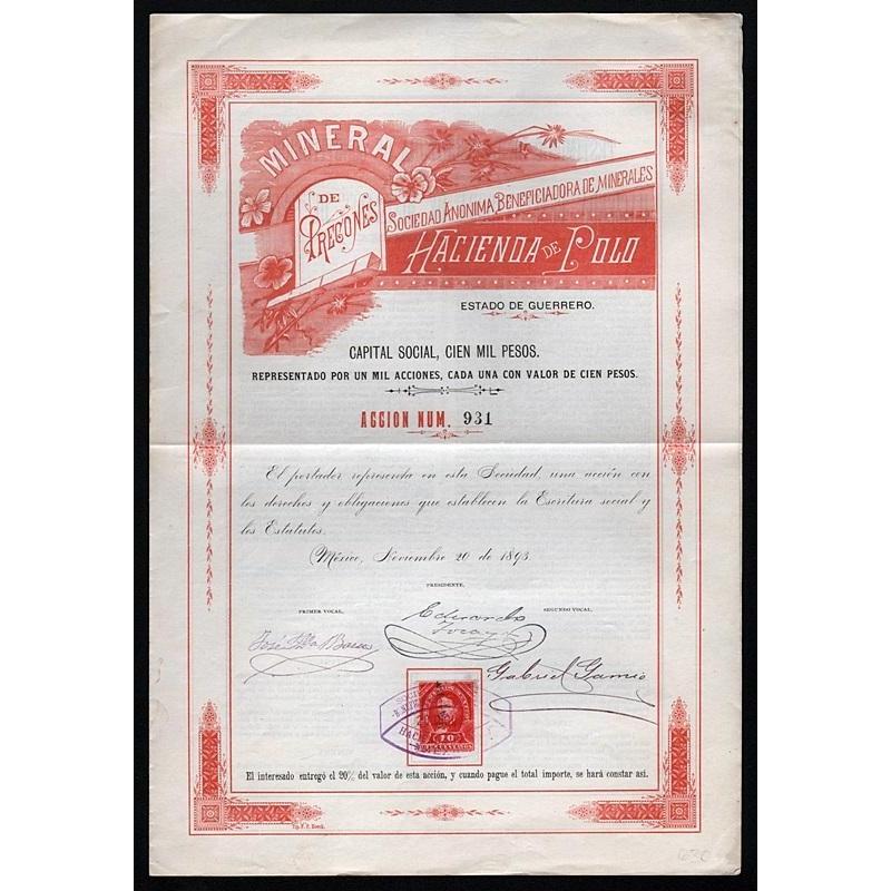 Hacienda Beneficiadora de Minerales de "Polo" Sociedad Anonima Stock Certificate