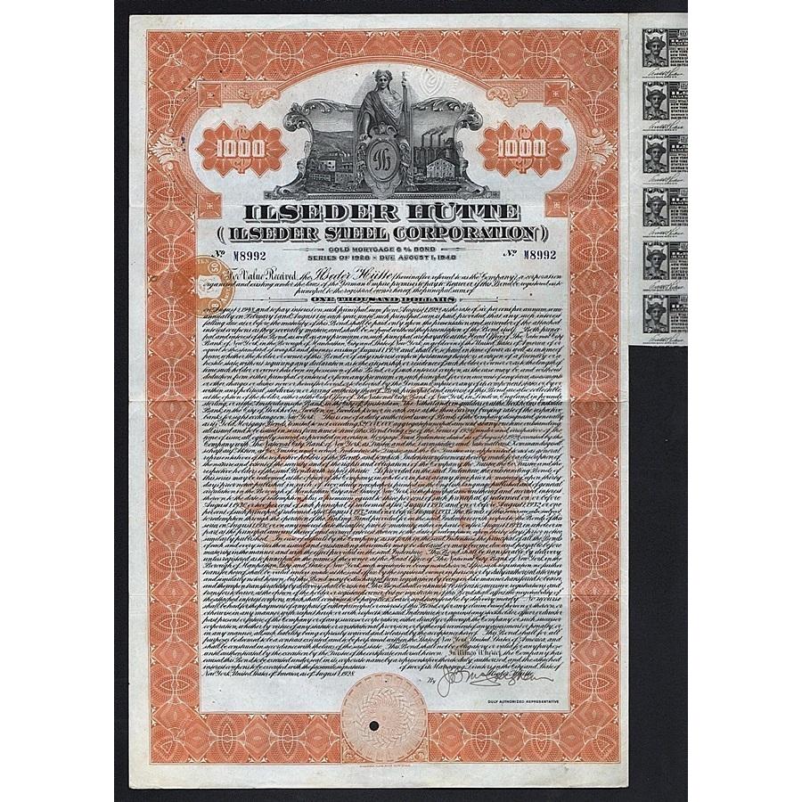 Ilseder Hütte / Ilseder Steel Corporation Germany Bond Certificate
