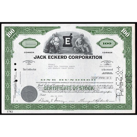 Jack Eckerd Corporation (Drugstores) Stock Certificate