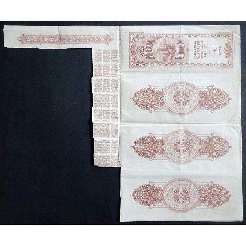 Kingdom of Roumania, £100 Consolidation Loan 1922 Bond Certificate