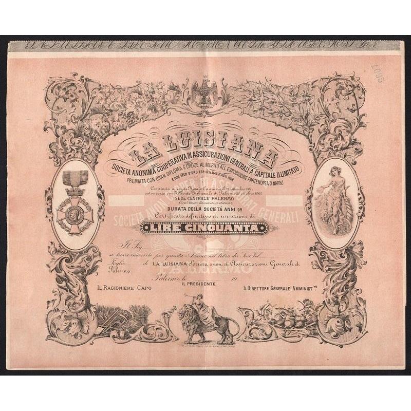 La Luisiana" Societa Anonima Cooperativa di Assicurazioni Gernerali a Capitale Illimitato Stock Certificate