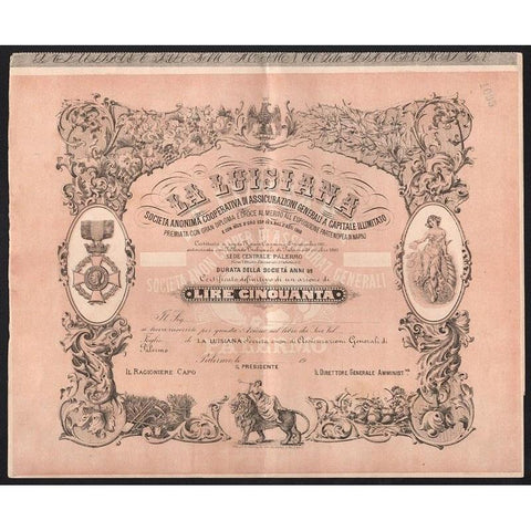 La Luisiana" Societa Anonima Cooperativa di Assicurazioni Gernerali a Capitale Illimitato Stock Certificate