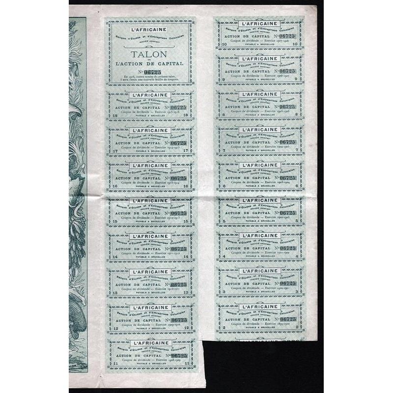 l'Africaine Banque d'Etudes et d'Entreprises Coloniales Societe Anonyme Stock Certificate