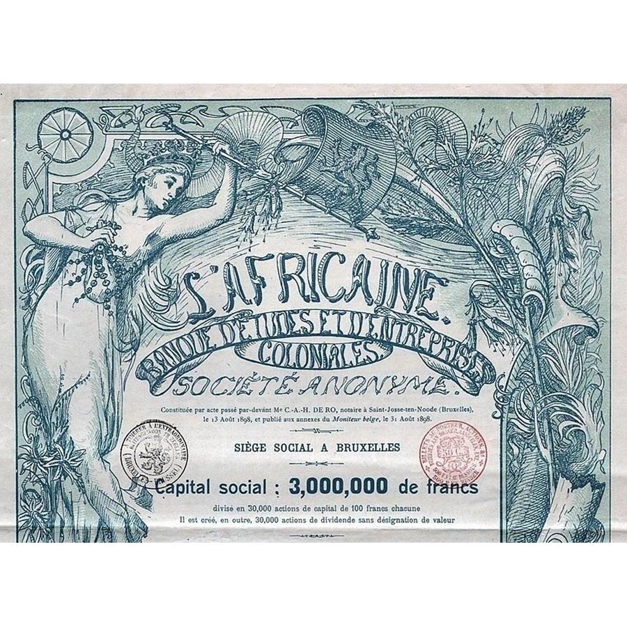 l'Africaine Banque d'Etudes et d'Entreprises Coloniales Societe Anonyme Stock Certificate