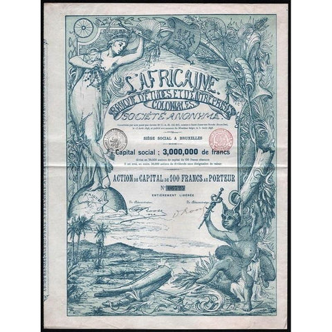 l'Africaine Banque d'Etudes et d'Entreprises Coloniales Societe Anonyme Stock Certificate