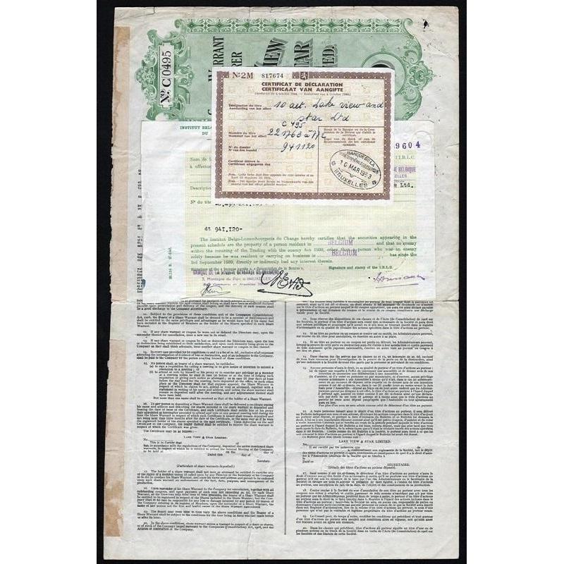Lake View and Star Limited Stock Certificate