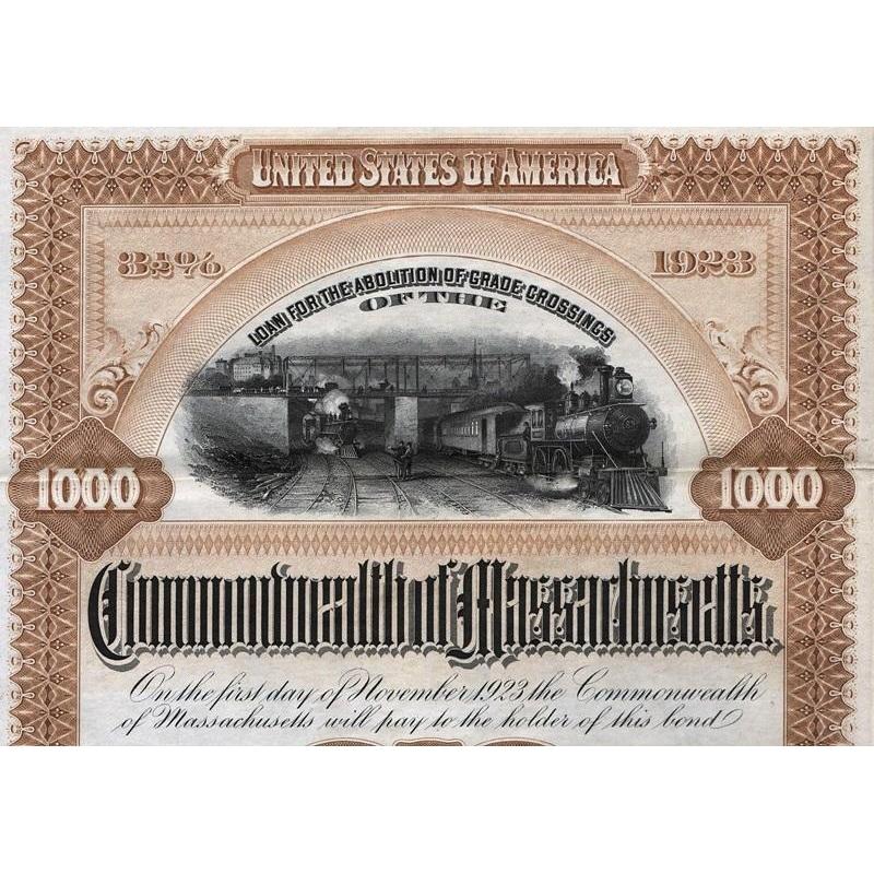 Loan for the Abolition of Grade Crossings of the Commonwealth of Massachusetts Stock Certificate