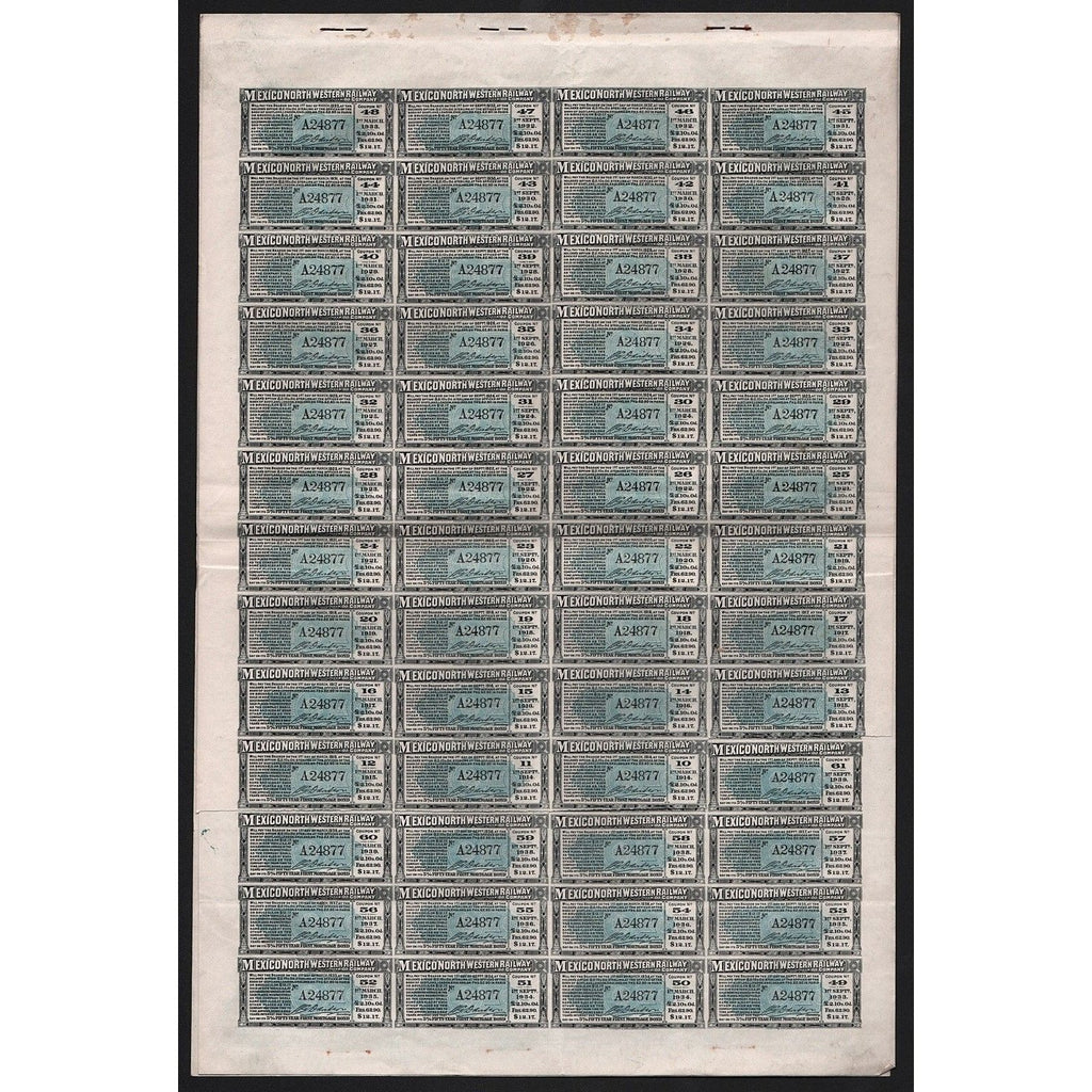 Mexico North Western Railway Company Stock Certificate