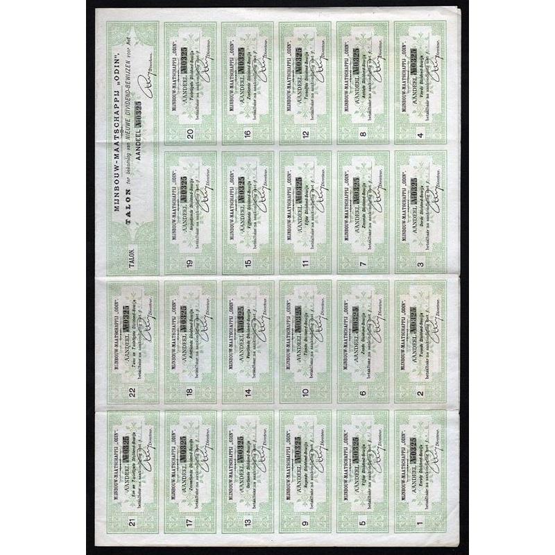 Naamlooze Vennootschap Mijnbouw-Maatschappij “Odin” Stock Certificate