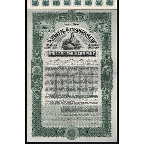 National Consolidated Wire and Cable Company Stock Certificate