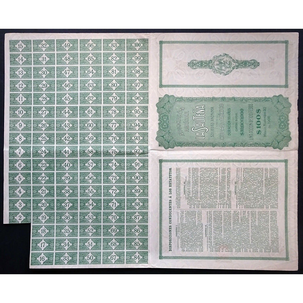 Negociacion Agricola “La Sautena” Stock Certificate